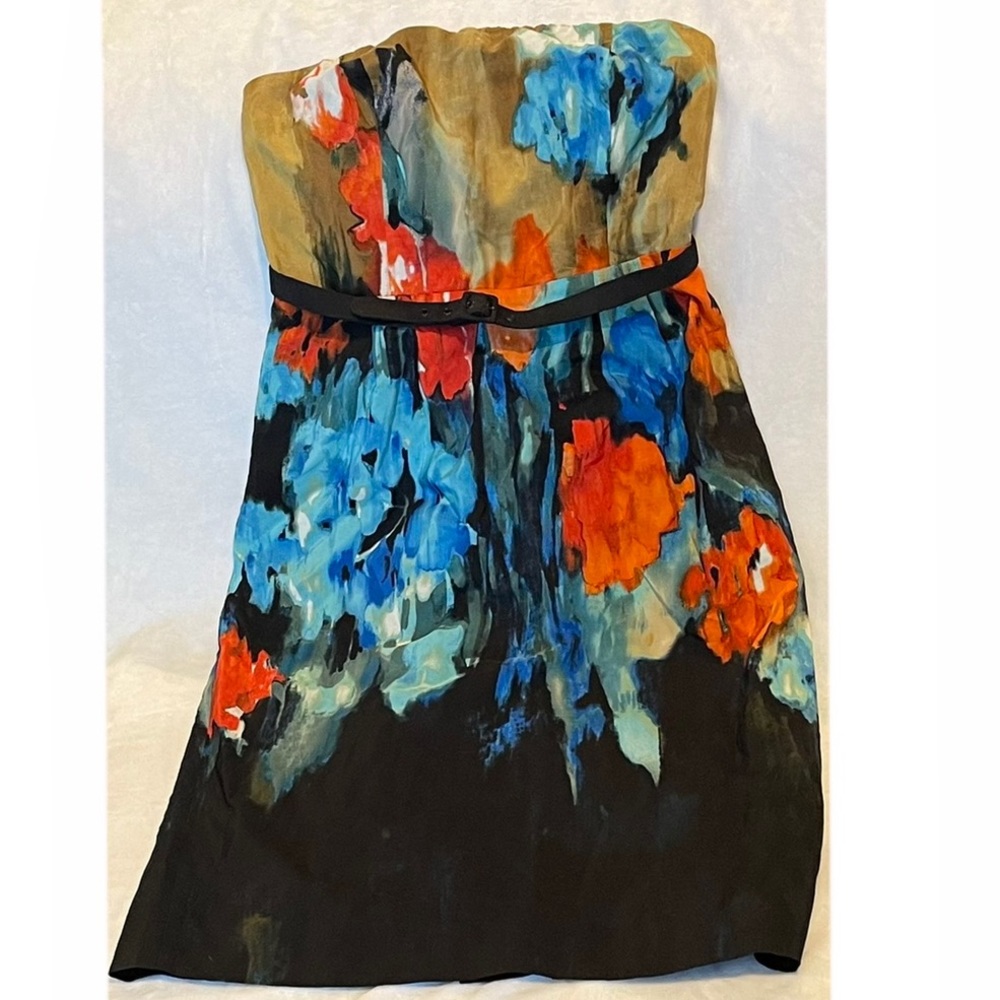 Moulinette Soeurs Strapless Dress - Black, Blue, Orange Floral